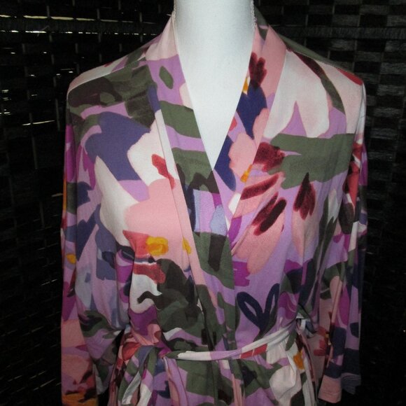 Linea Donatella Purple Botanical Print Knit Robe NWT L/XL - Picture 4 of 6